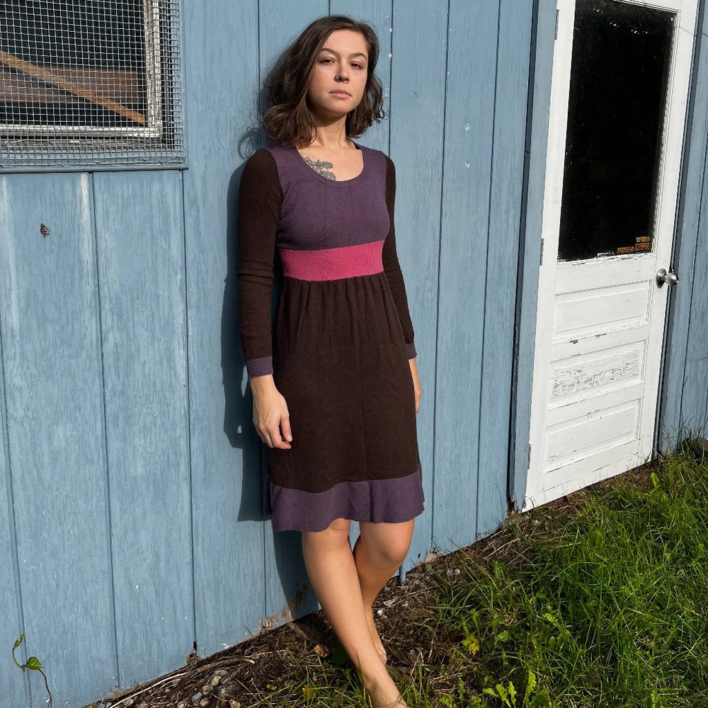 Boden Cotton/Cashmere Blend Colorblock Sweater Dress (10R)